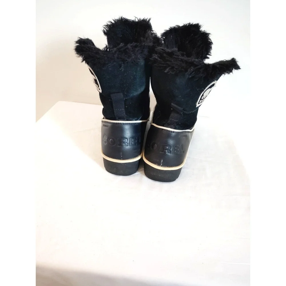 Sorel Women'7.5 Joan of Arctic Black Suede Fur Lined Waterproof Snow Winter Boot